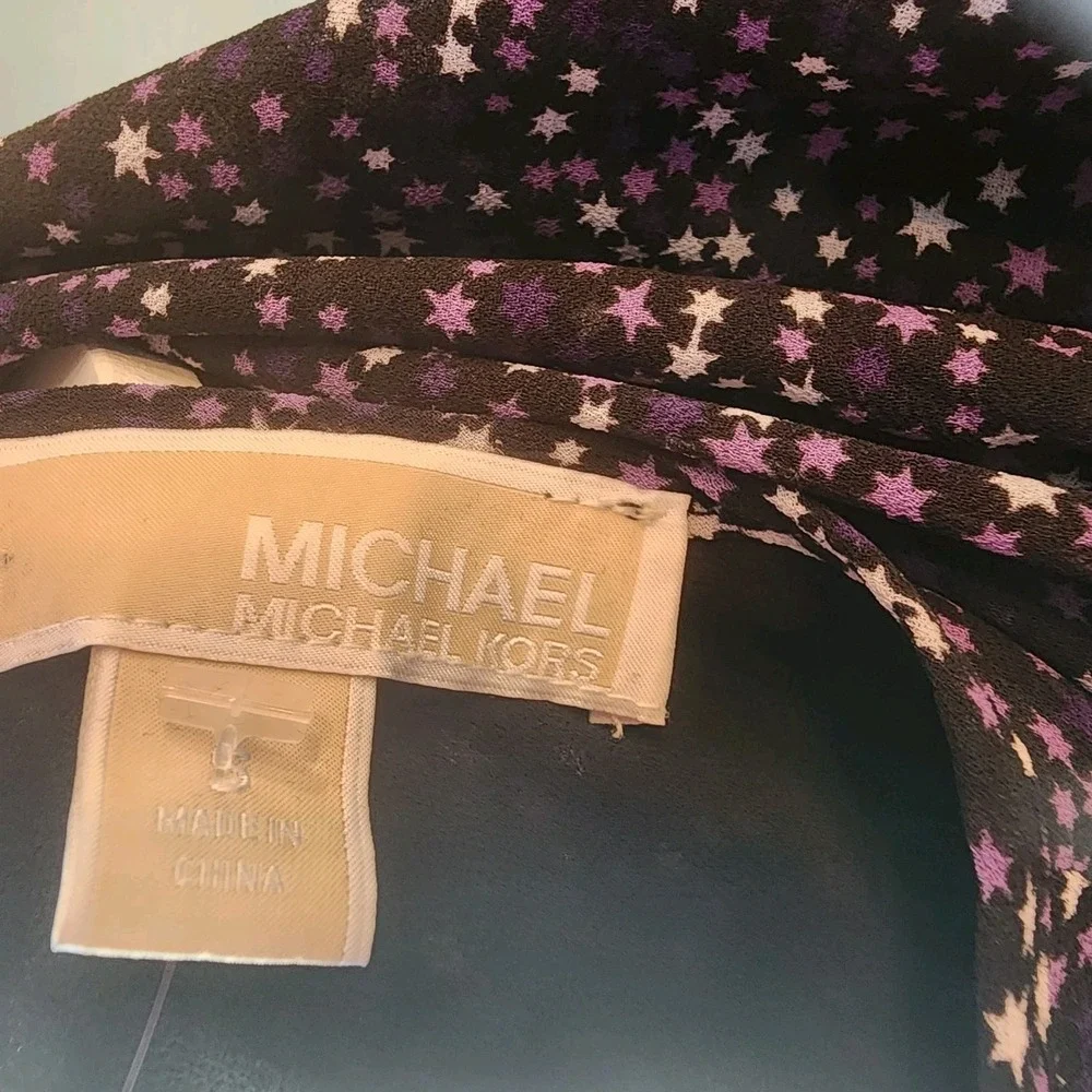 Michael Kors Blouse Top Womens Small Purple White Sheer Romantic Boho Girly Fall
